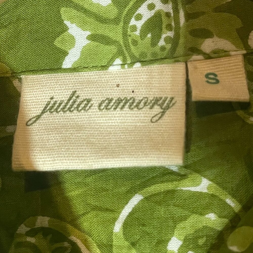 Julia Amory Husband Button Front Shirt Dress Cover Up Moss Petunia Small - Picture 2 of 6
